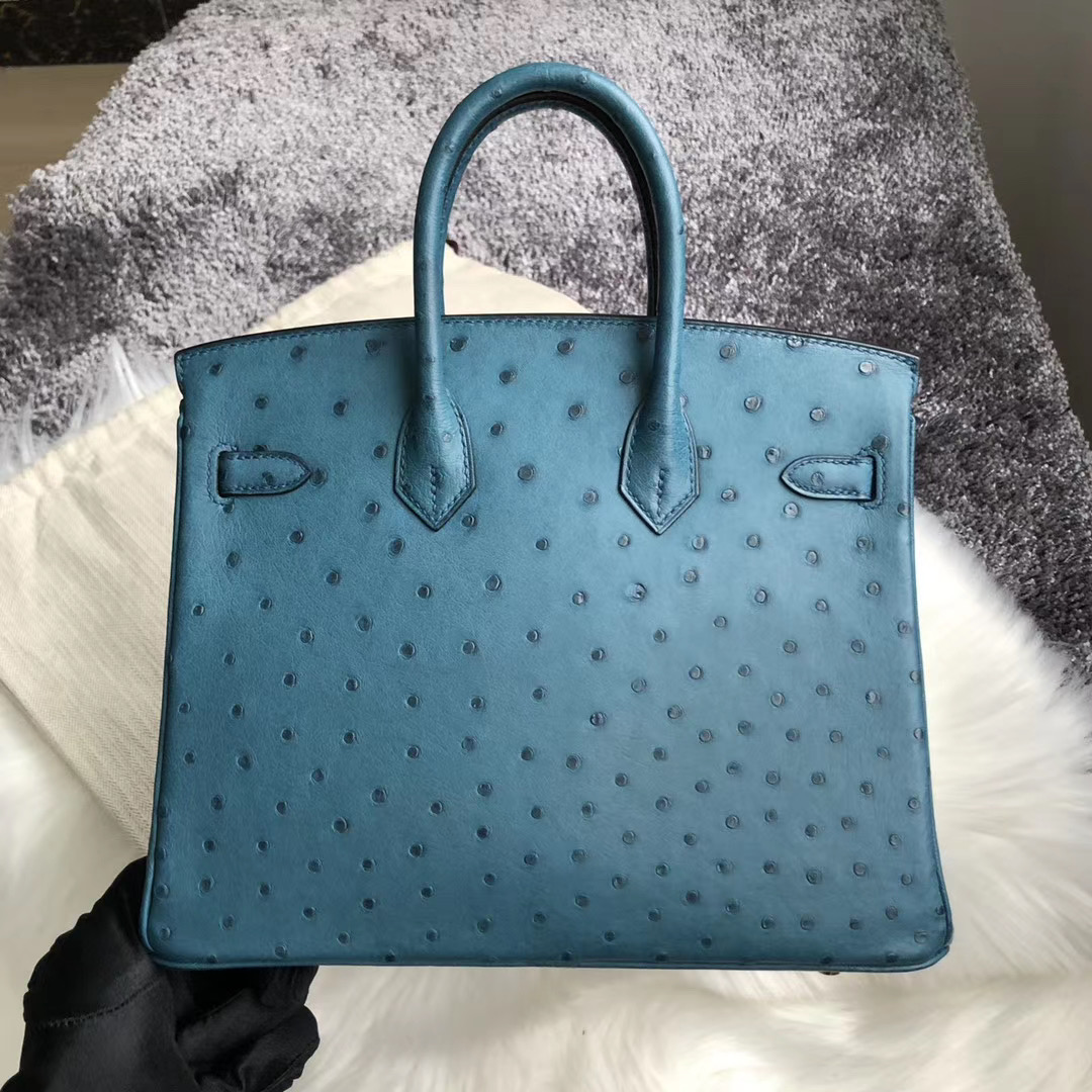 臺灣臺中市北屯區 Hermes Birkin 25cm Ostrich 7C Blue Cobalt 珊瑚藍