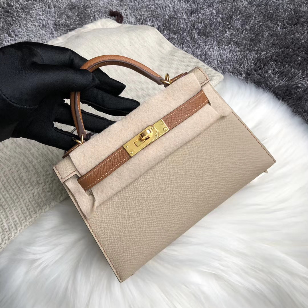 Hermes Kelly Mini II Handbag HSS S2 Trench 风衣灰 CC37 gold 金棕色