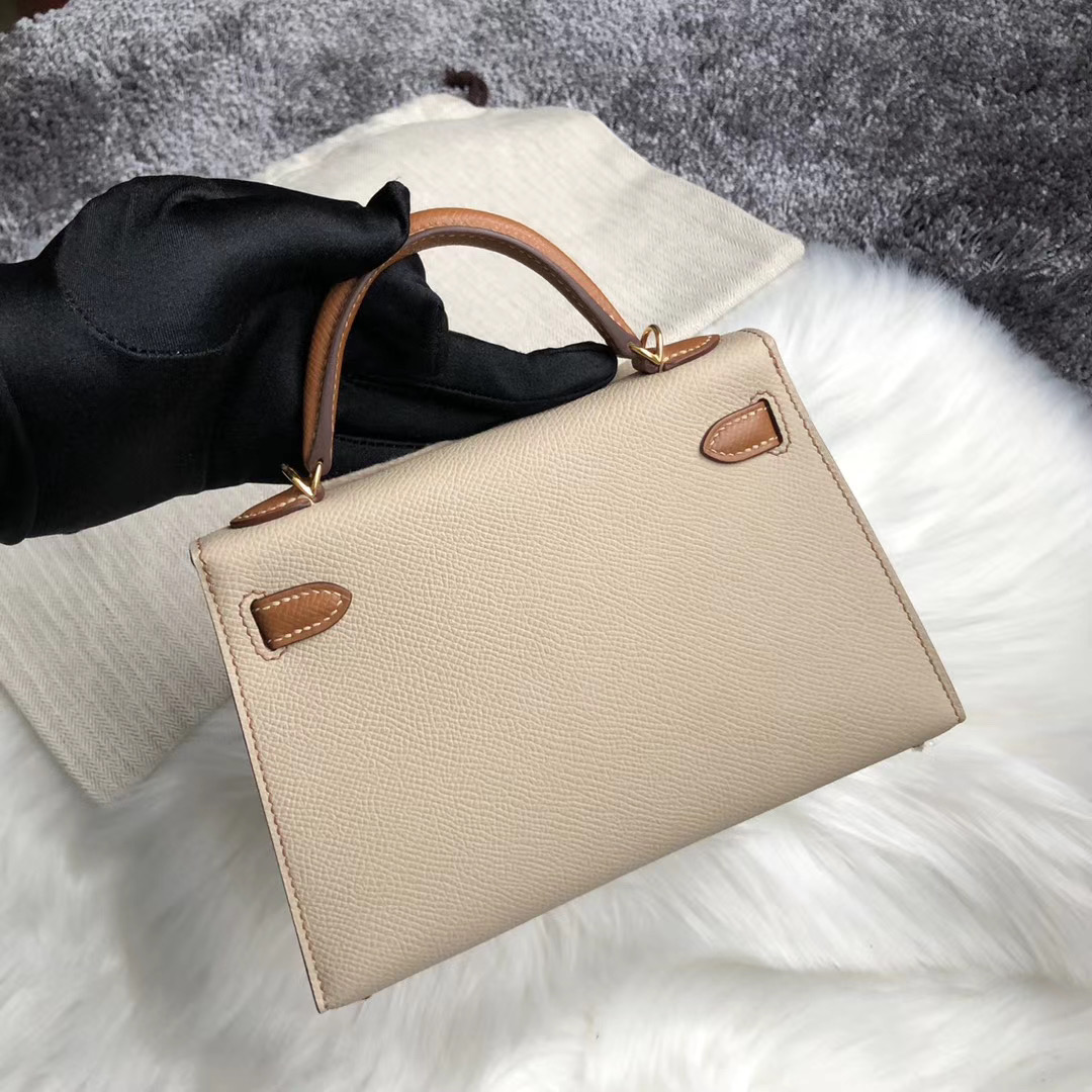 Hermes Kelly Mini II Handbag HSS S2 Trench 风衣灰 CC37 gold 金棕色