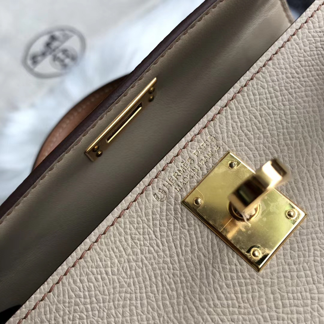 Hermes Kelly Mini II Handbag HSS S2 Trench 风衣灰 CC37 gold 金棕色