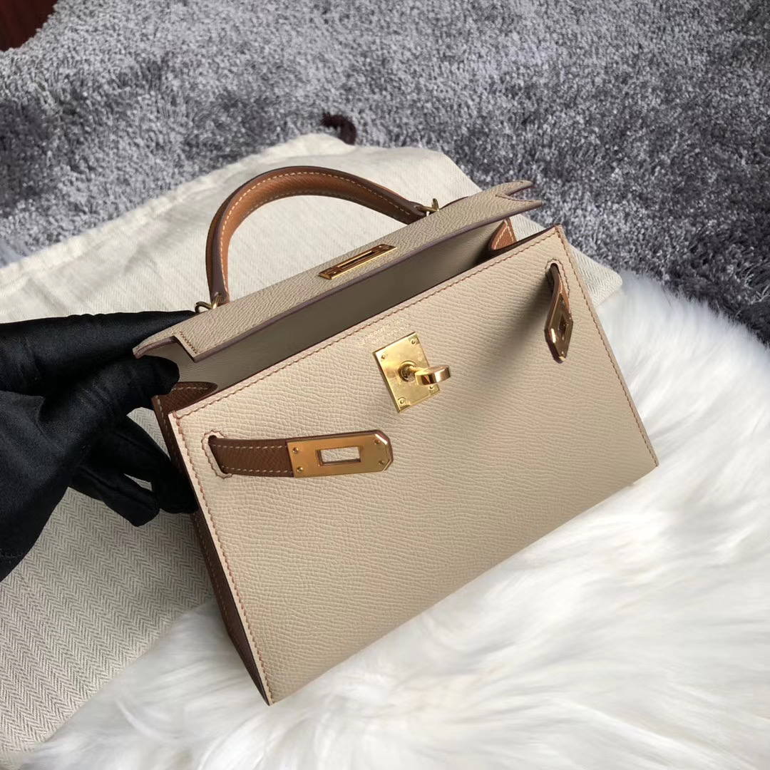 Hermes Kelly Mini II Handbag HSS S2 Trench 风衣灰 CC37 gold 金棕色