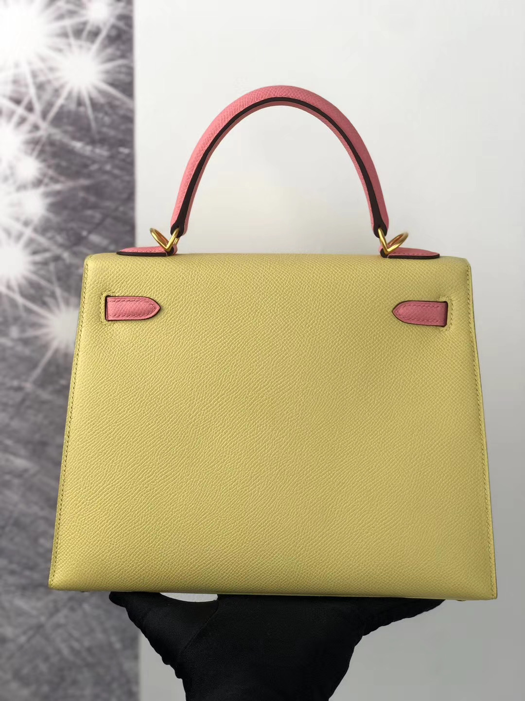 Hermes HSS Kelly 25cm 1Z小雞黃 jaune poussin 1Q奶昔粉 rose confetti