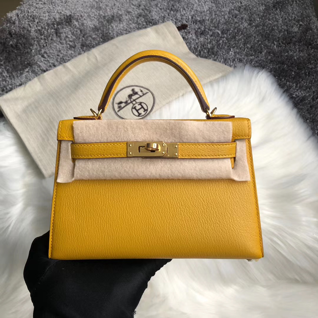 臺灣新北市新店區 Hermes Kelly Mini 2代 Chevre 9D Amber 琥珀黃