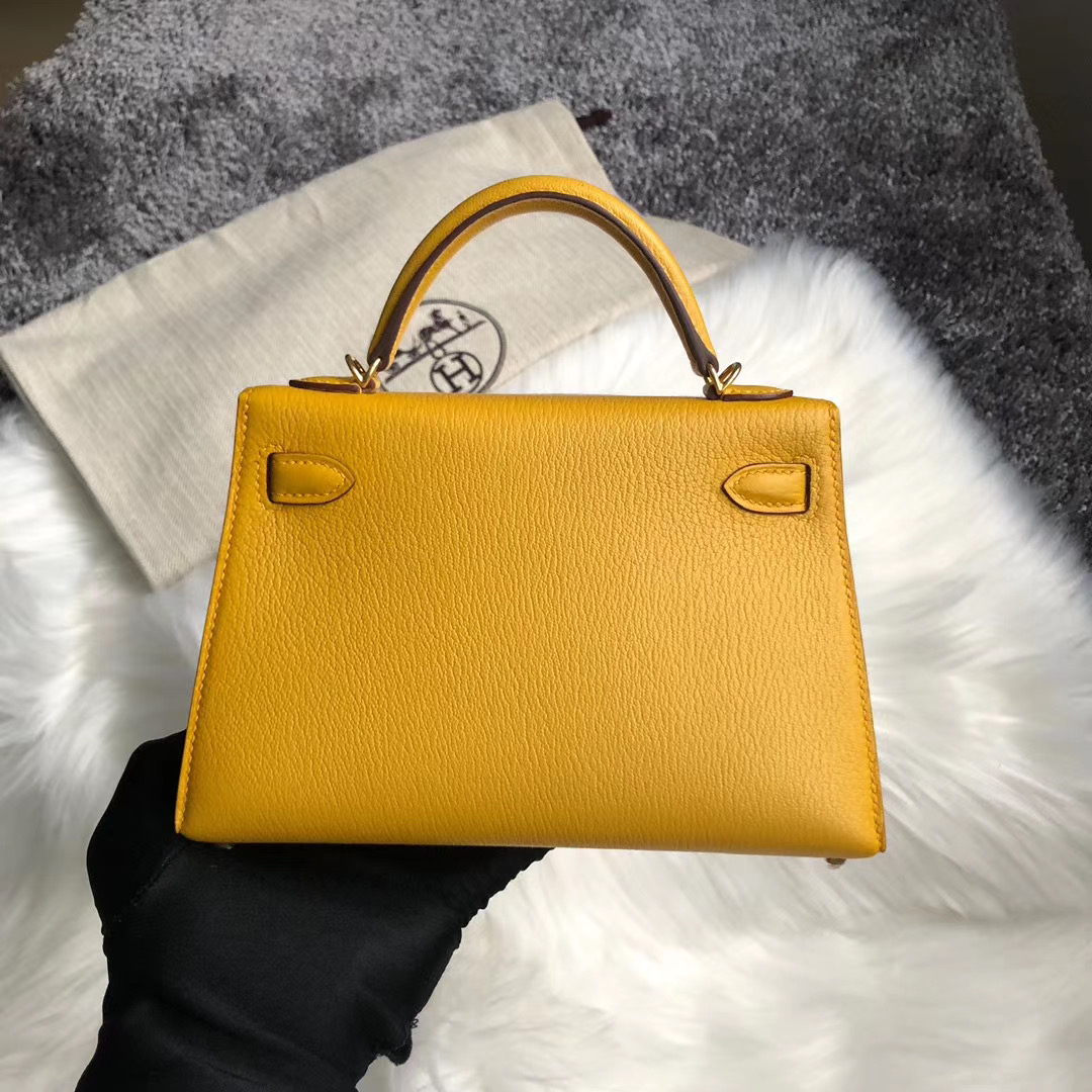 臺灣新北市新店區 Hermes Kelly Mini 2代 Chevre 9D Amber 琥珀黃