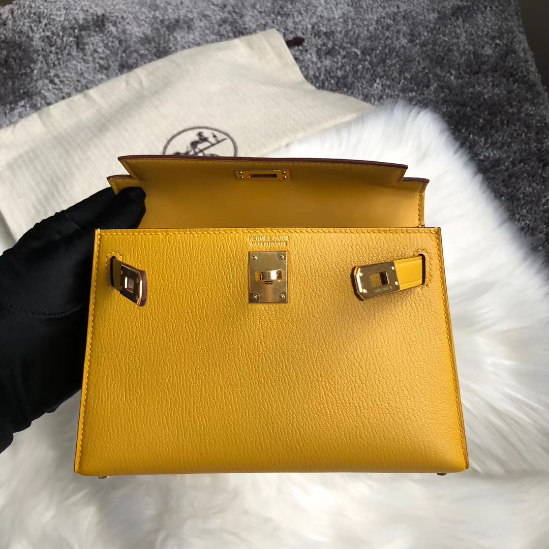 臺灣新北市新店區 Hermes Kelly Mini 2代 Chevre 9D Amber 琥珀黃