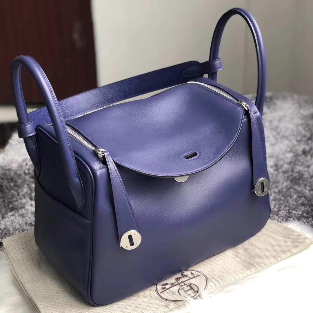 臺灣高雄市阿蓮區 Hermes Lindy Handbag 30cm Swift M3 Blue Encre 墨水藍