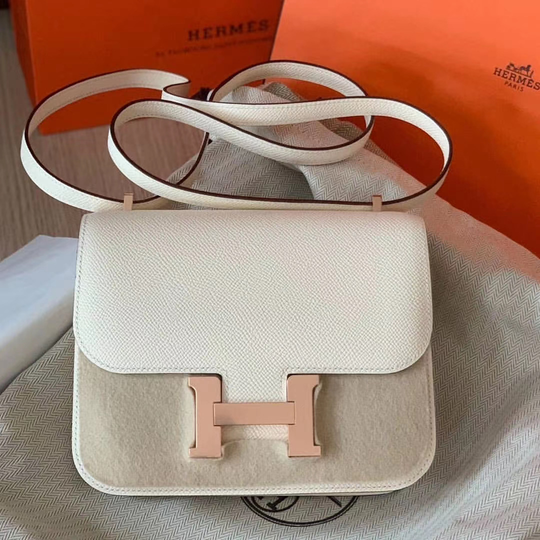 約翰四世大馬路 Macao Hermes Constance 19cm i2 nata 奶油白 玫瑰金扣