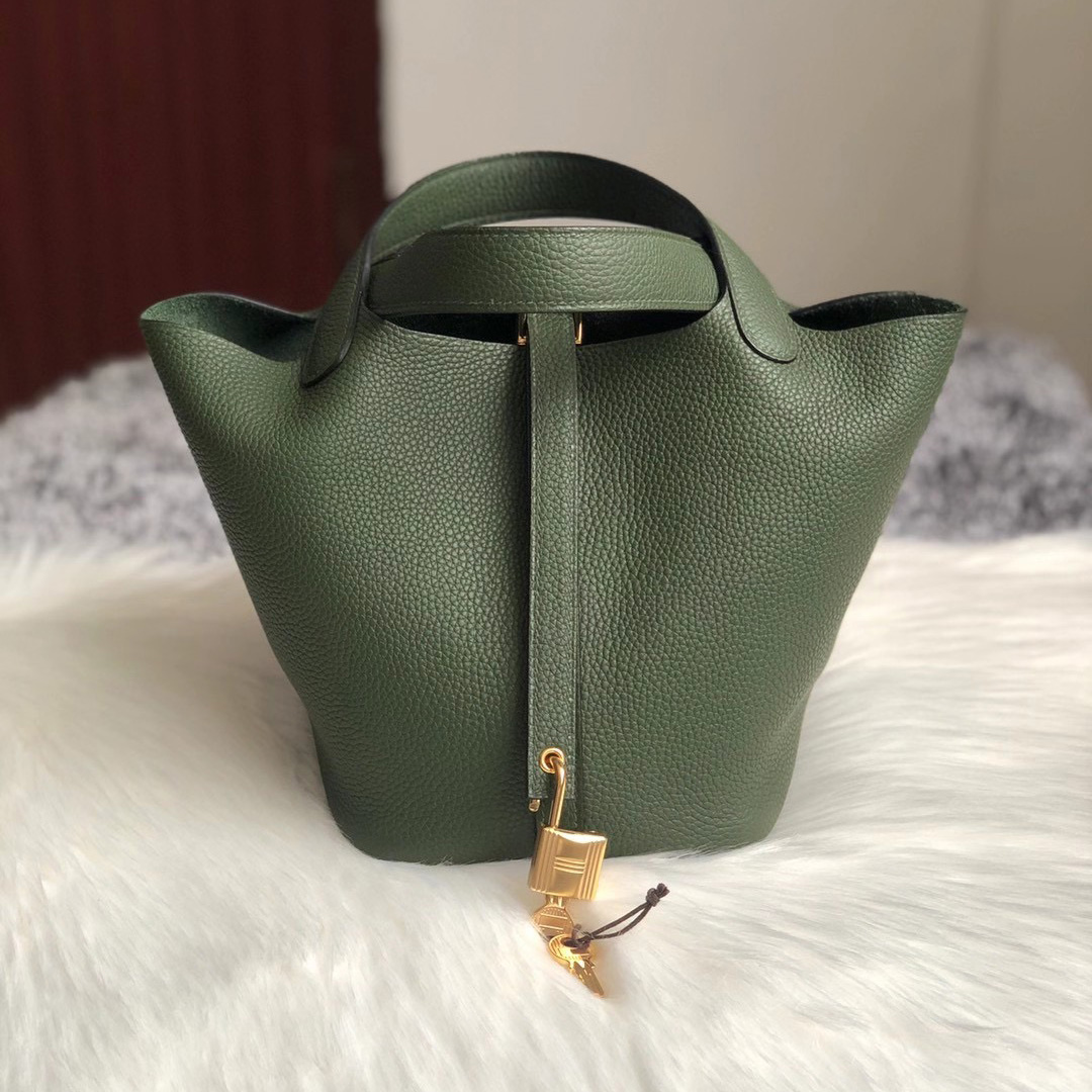 香港沙田區火炭愛馬仕菜籃子價格 Hermes Picotin Lock 18cm 6H Olive green 橄欖綠