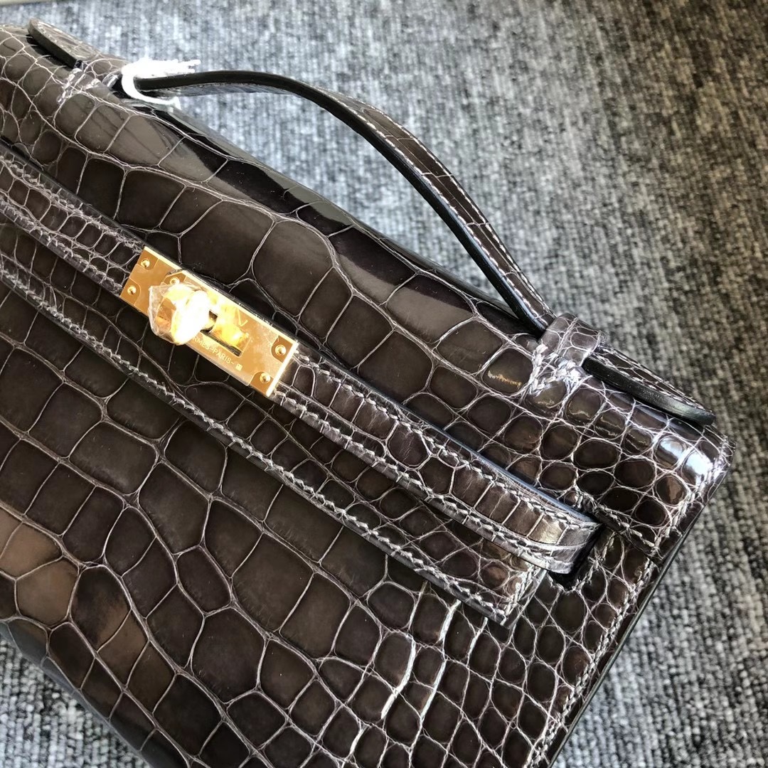 Hermes Mini Kelly I Bag CC88 Graphite Ostrich GHW
