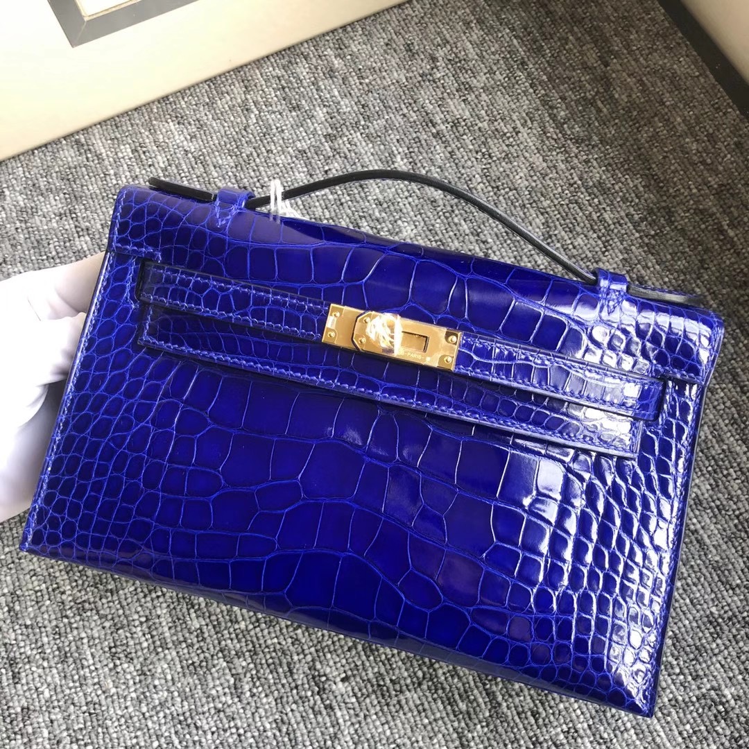 香港南區深水灣愛馬仕多少錢 Hermes MiniKelly Pochette 7T Blue Electric 電光藍