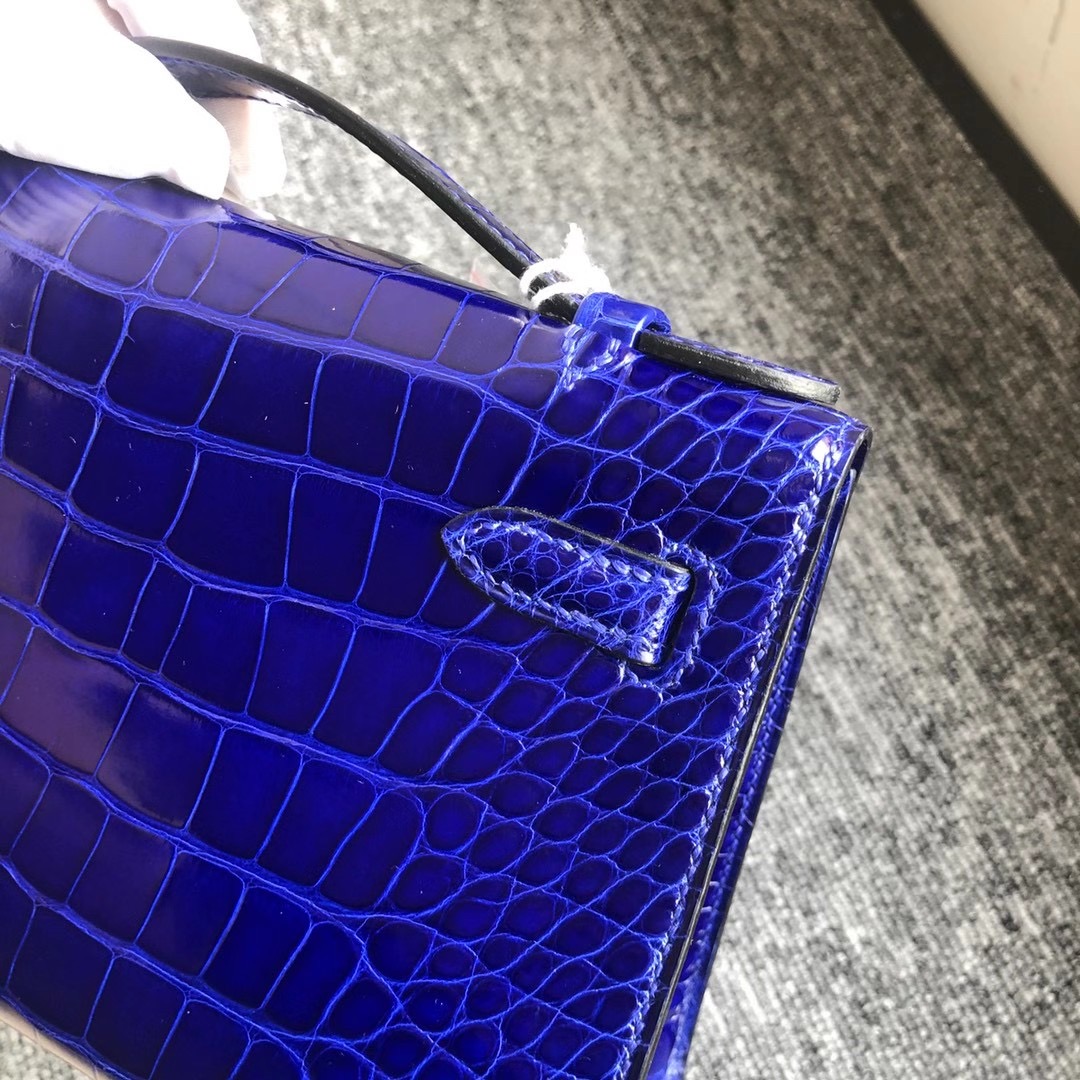 香港南區深水灣愛馬仕多少錢 Hermes MiniKelly Pochette 7T Blue Electric 電光藍