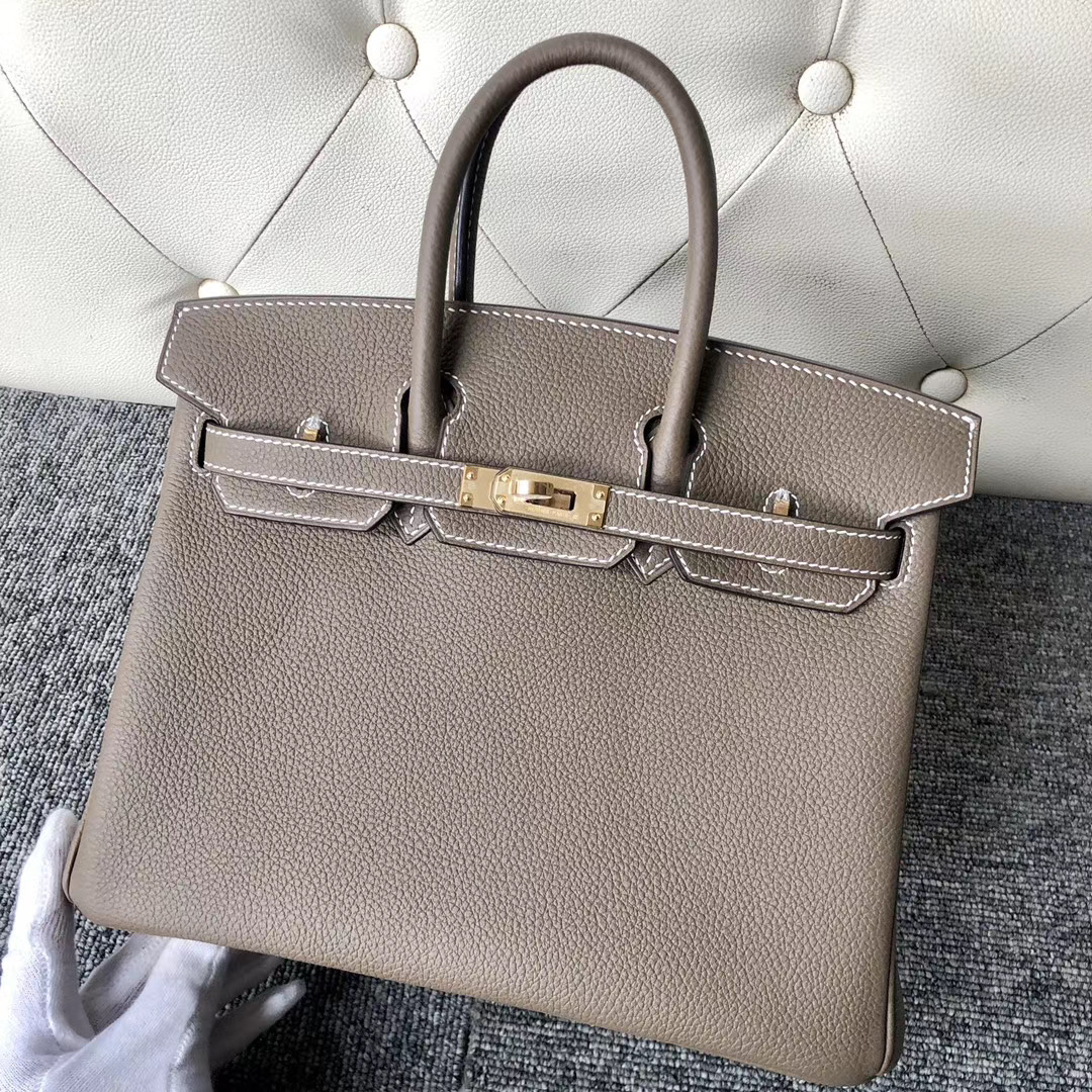 臺北市松山區愛馬仕鉑金包多少錢 Hermes Birkin 25cm Togo CC18 Etoupe