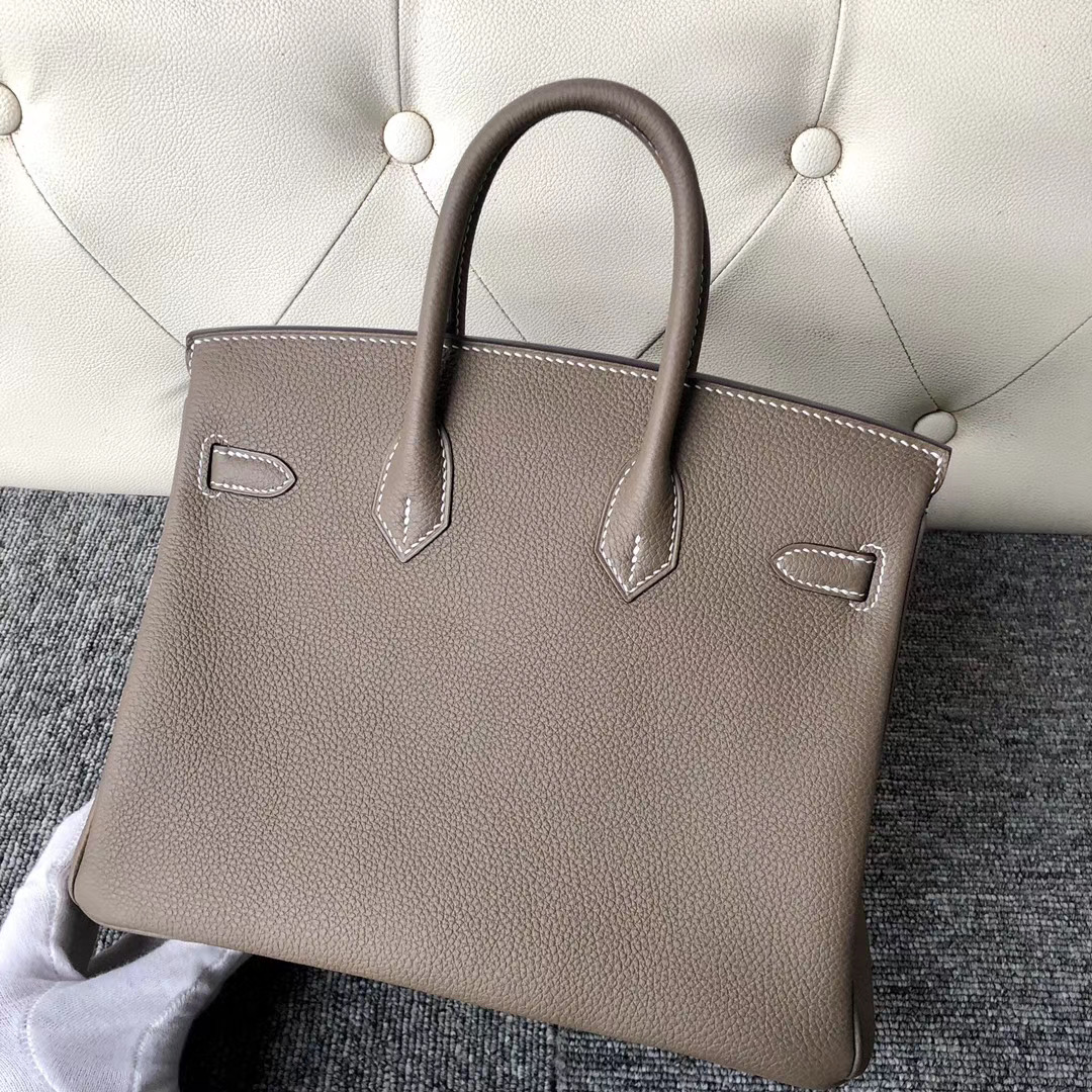 臺北市松山區愛馬仕鉑金包多少錢 Hermes Birkin 25cm Togo CC18 Etoupe