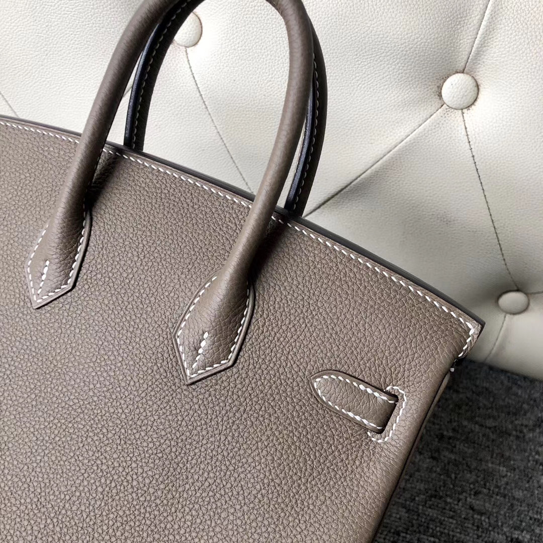 臺北市松山區愛馬仕鉑金包多少錢 Hermes Birkin 25cm Togo CC18 Etoupe