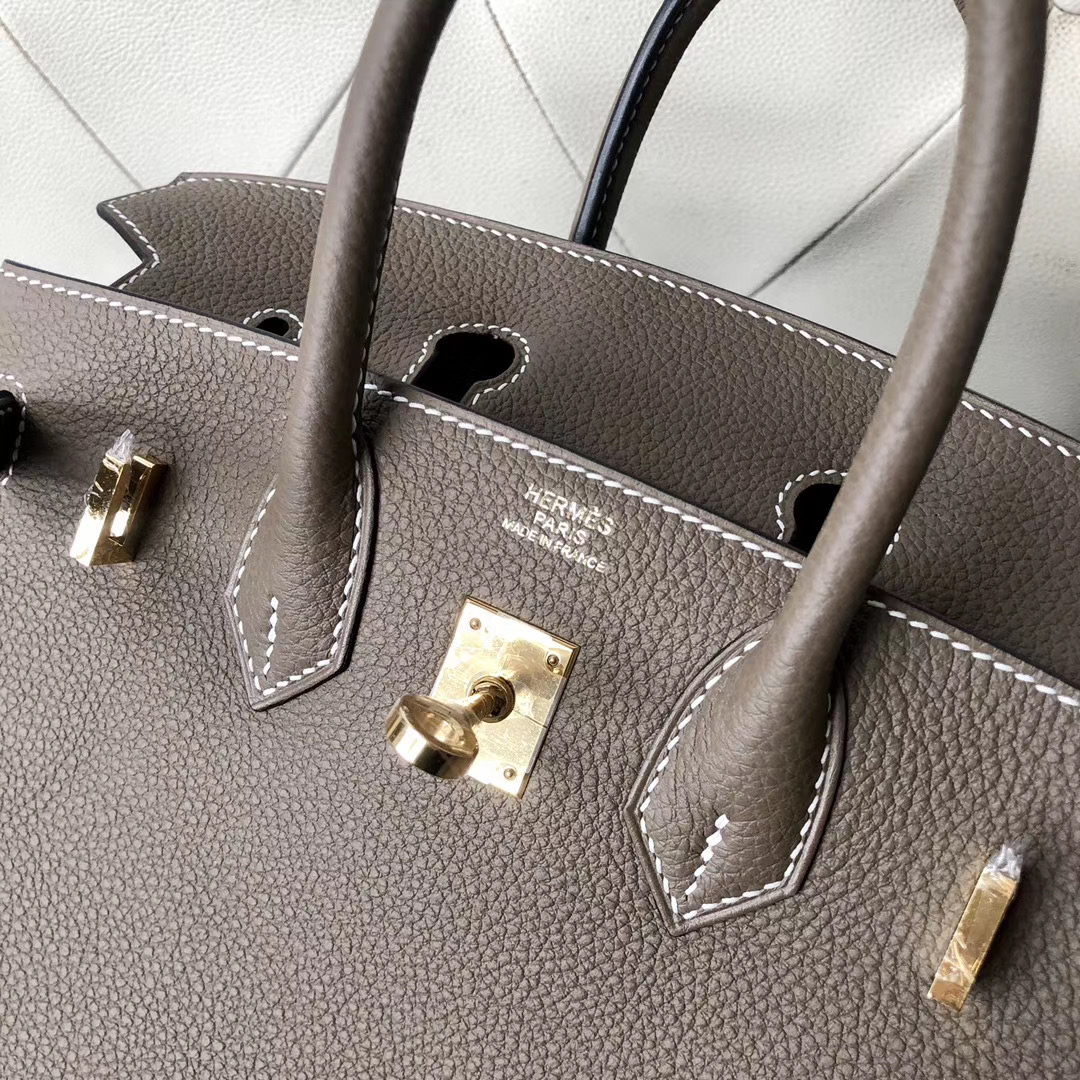 臺北市松山區愛馬仕鉑金包多少錢 Hermes Birkin 25cm Togo CC18 Etoupe