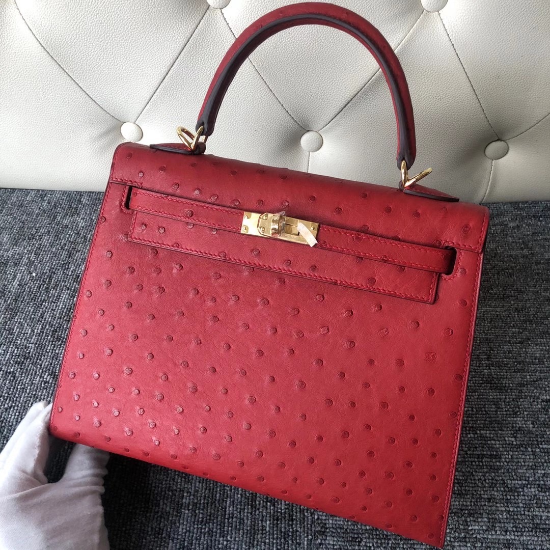 香港深水埗區深水埗愛馬仕 Hermes Kelly 25cm Ostrich Q5 Rose casaque