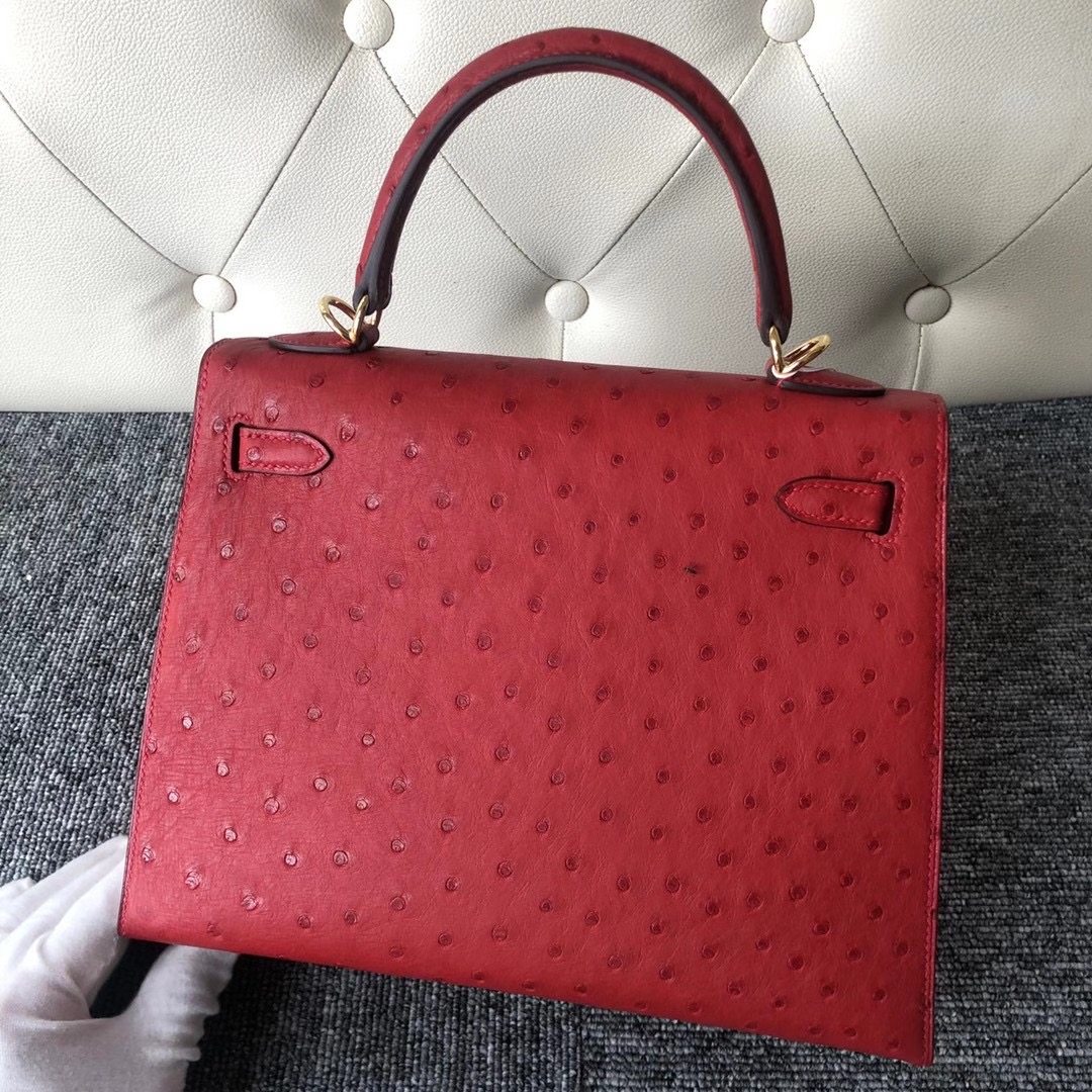 香港深水埗區深水埗愛馬仕 Hermes Kelly 25cm Ostrich Q5 Rose casaque