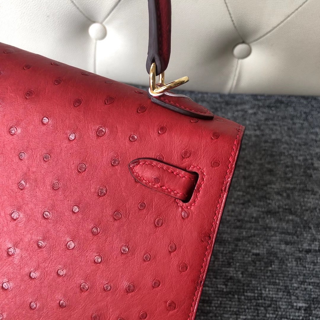 香港深水埗區深水埗愛馬仕 Hermes Kelly 25cm Ostrich Q5 Rose casaque