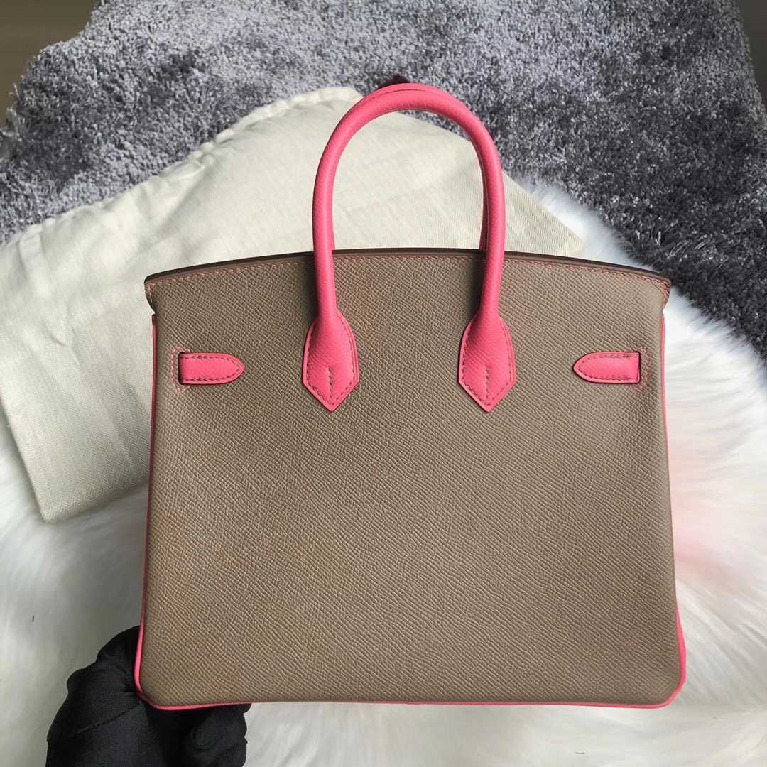 香港灣仔區跑馬地 愛馬仕鉑金包 Hermes Birkin 25cm 18 Etoupe 8W Rose Azalea 拉絲金扣