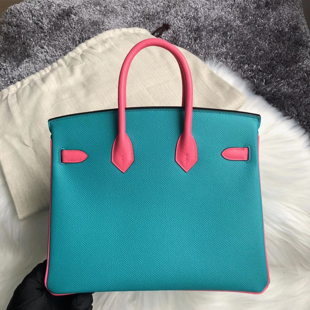 香港西貢區清水灣 愛馬仕鉑金包 Hermes Birkin 25cm 7F孔雀藍 8W新唇膏粉