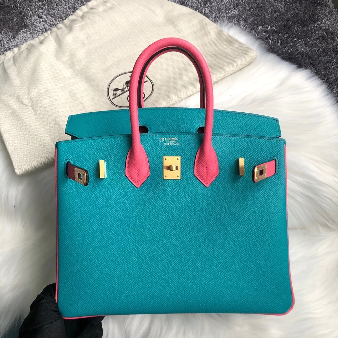 香港西貢區清水灣 愛馬仕鉑金包 Hermes Birkin 25cm 7F孔雀藍 8W新唇膏粉