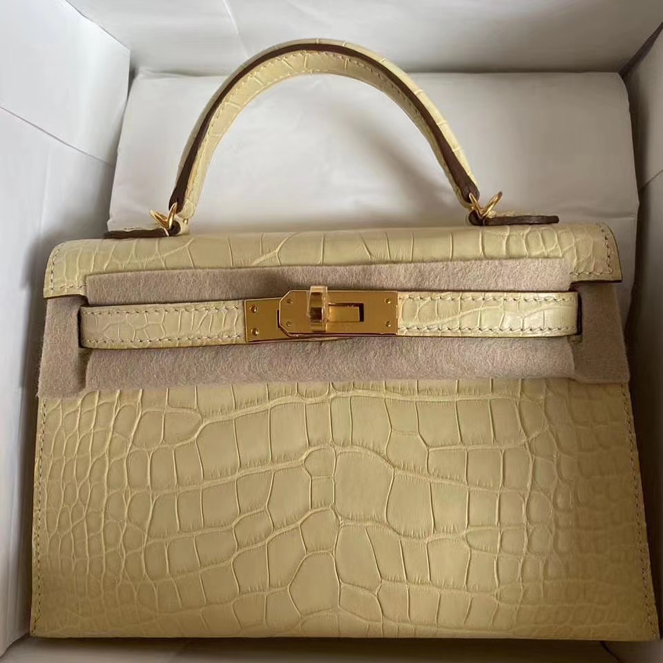 Hermes Kelly Mini 2 Matte alligator crocodile 1Y VANILLA 香草色