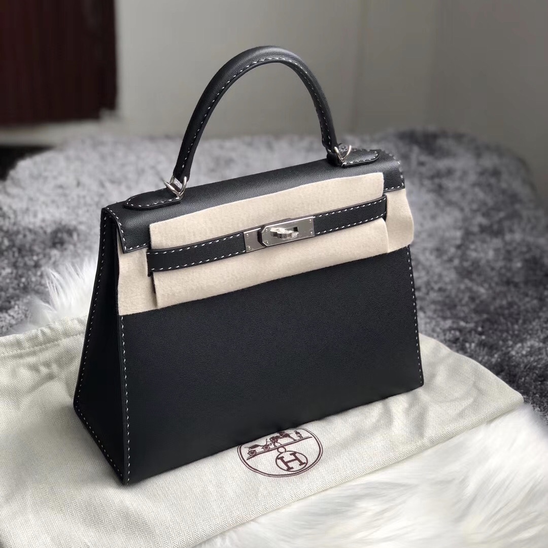 新北市淡水區 Taiwan Hermes Kelly 28cm Graine Monsieur 89 black 黑白線