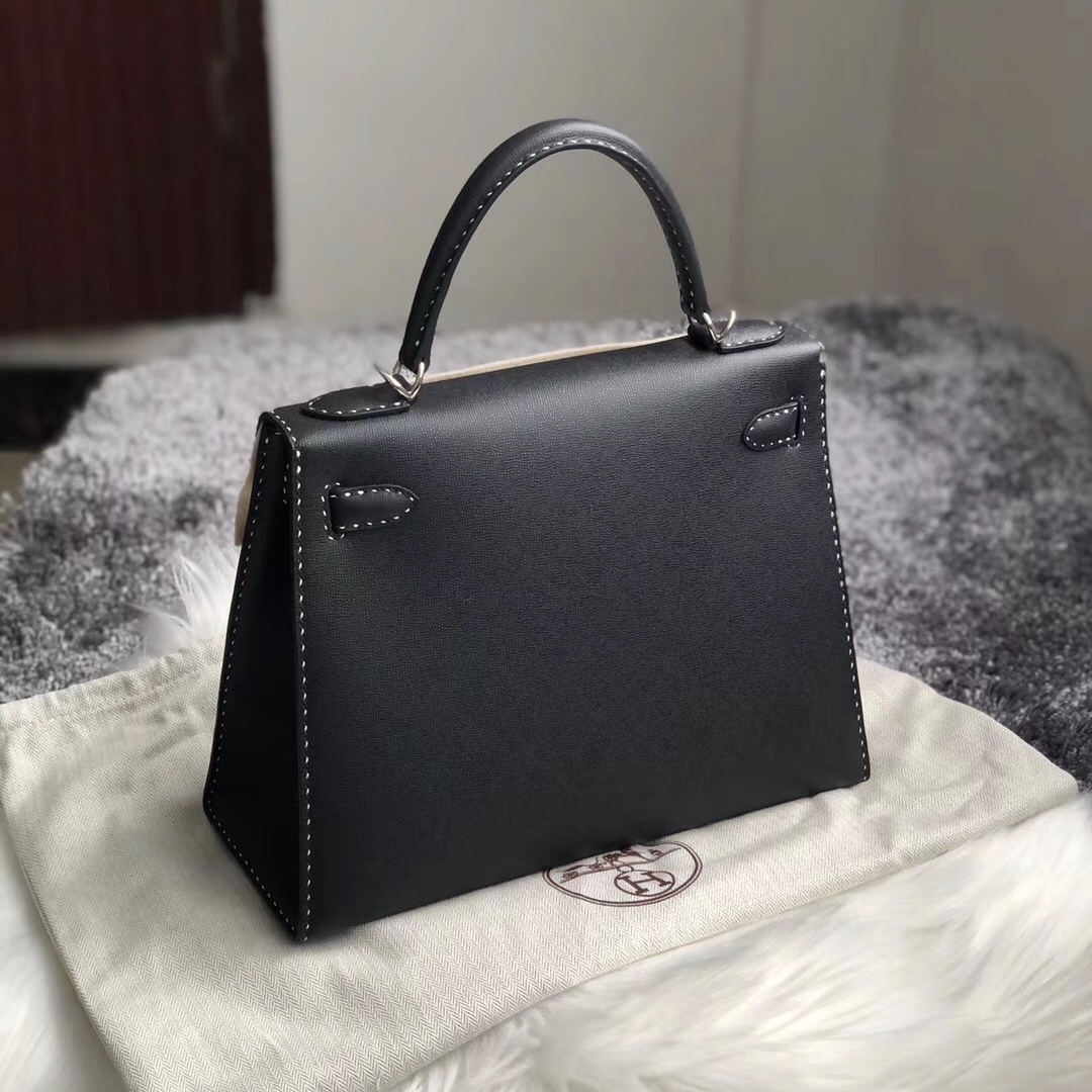 新北市淡水區 Taiwan Hermes Kelly 28cm Graine Monsieur 89 black 黑白線