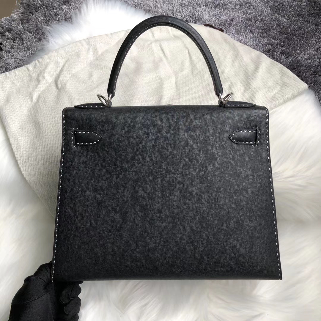 新北市淡水區 Taiwan Hermes Kelly 28cm Graine Monsieur 89 black 黑白線