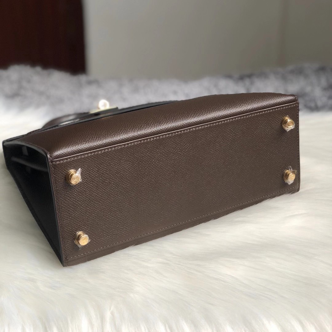 香港深水埗區長沙灣 愛馬仕凱莉包 Hermes Kelly 25cm CC47 chocolate 巧克力色