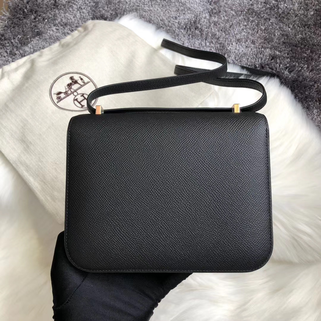 Taiwan Hermes Constance 19cm Epsom CD89 Black Rose gold