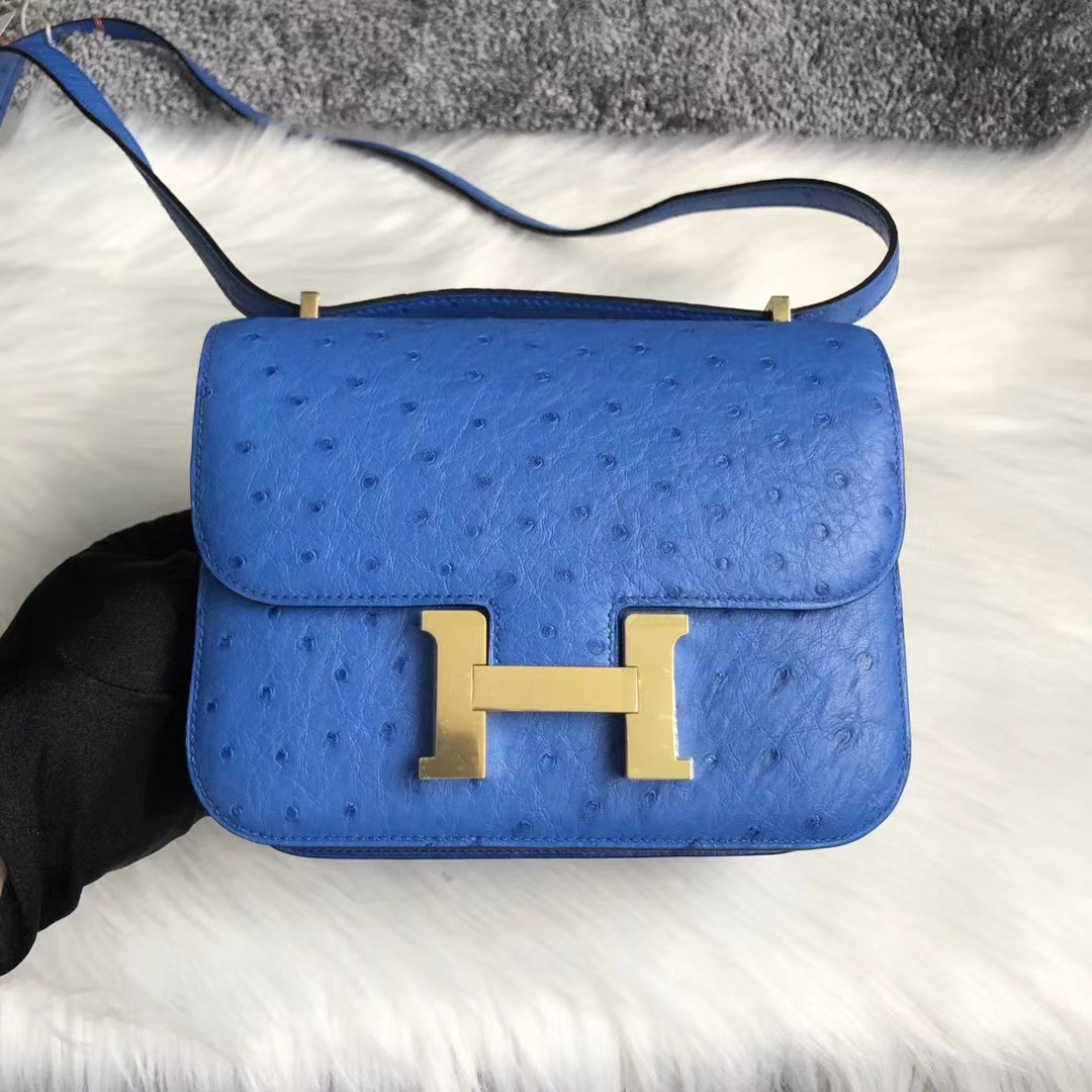 臺灣新北市新莊區 Hermes Constance 19cm 7Q希臘藍 Blue Mykonos Ostrich