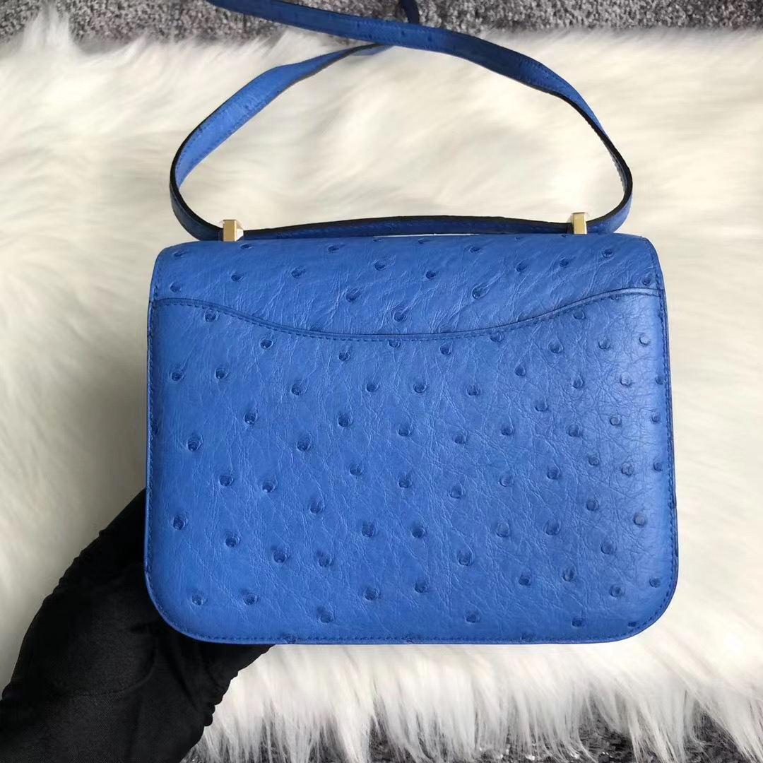 臺灣新北市新莊區 Hermes Constance 19cm 7Q希臘藍 Blue Mykonos Ostrich