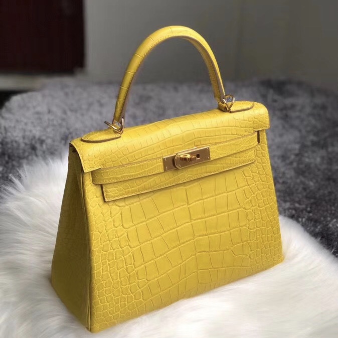 臺灣新北市土城區 Hermes Kelly 25cm M9金盞花黃 美洲鱷