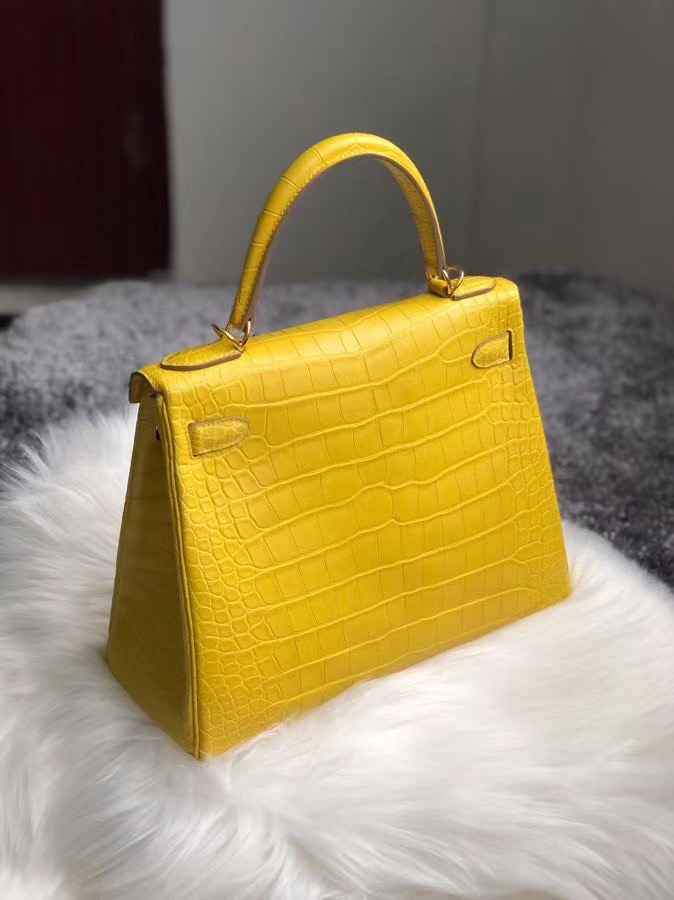 臺灣新北市土城區 Hermes Kelly 25cm M9金盞花黃 美洲鱷