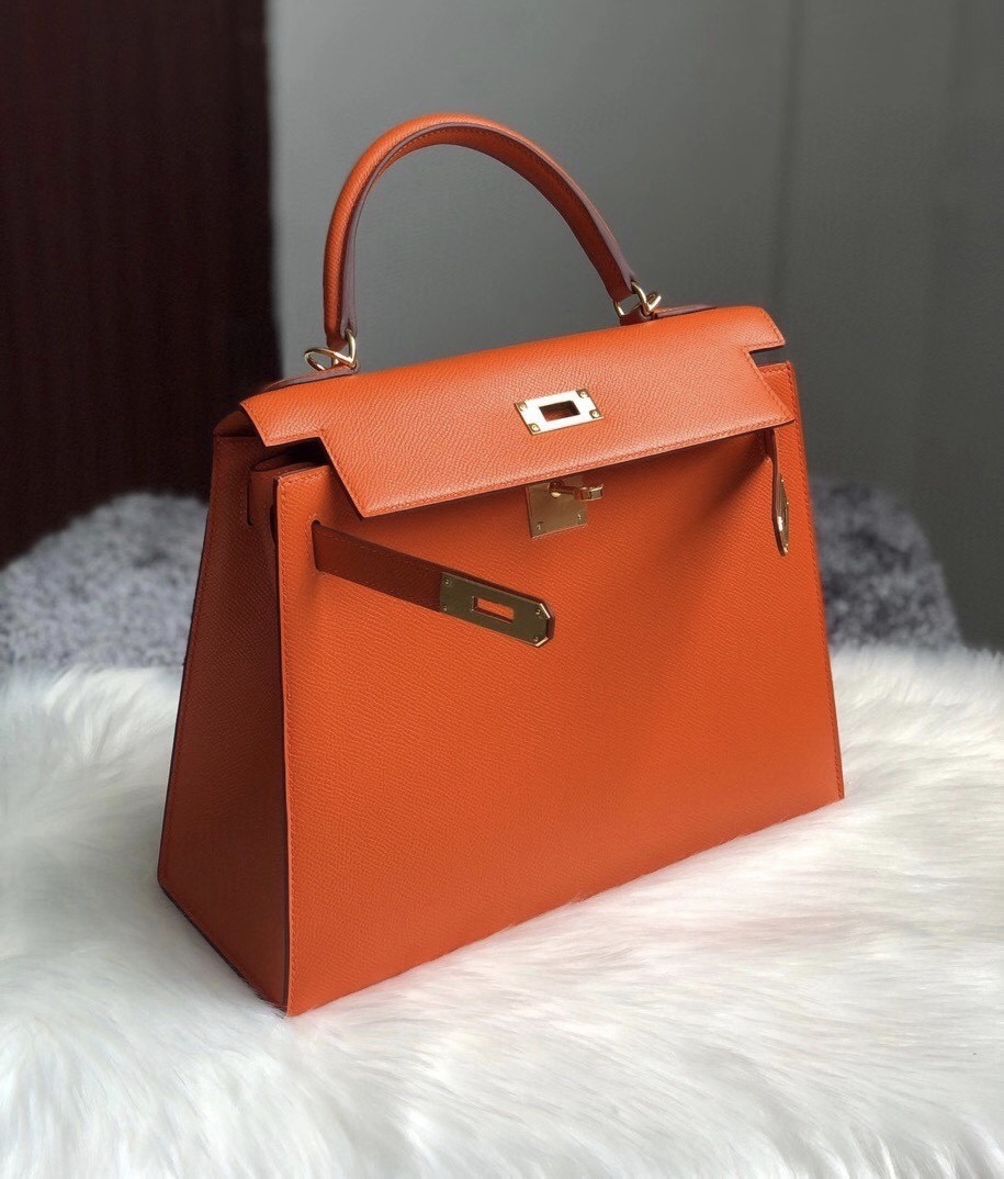 Hermes Kelly 25 Handbag 9J Feu Epsom GHW