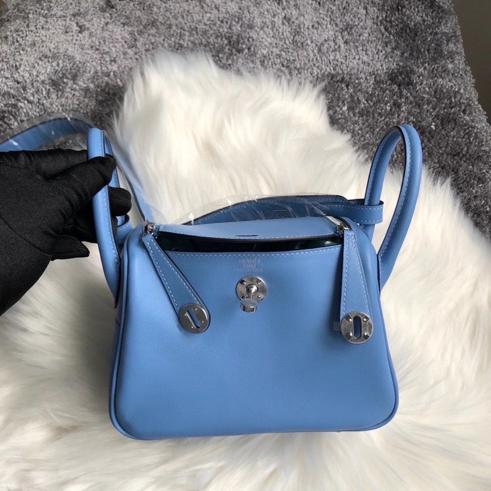Taiwan Hermes lindy mini swift leather 2T Blue Paradis 天堂蓝