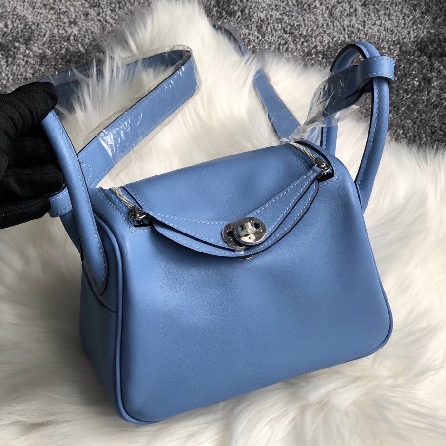 Taiwan Hermes lindy mini swift leather 2T Blue Paradis 天堂蓝