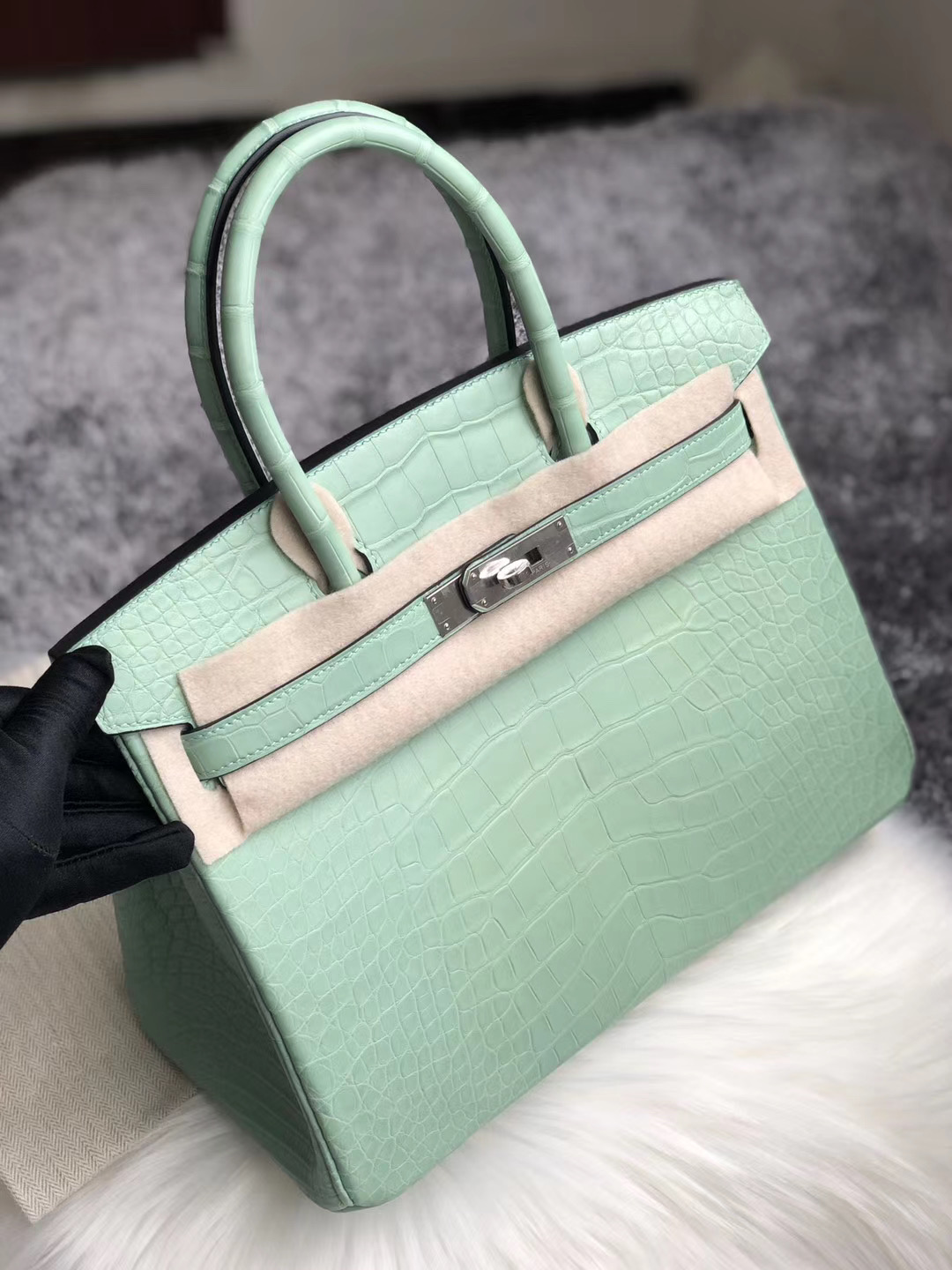 高雄市林園區 Hermes Birkin 30cm Handbag 6U mint green 薄荷綠