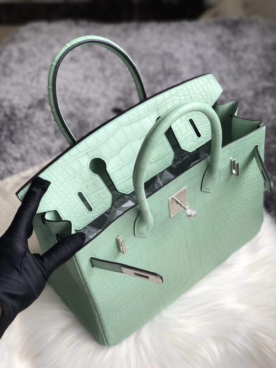高雄市林園區 Hermes Birkin 30cm Handbag 6U mint green 薄荷綠