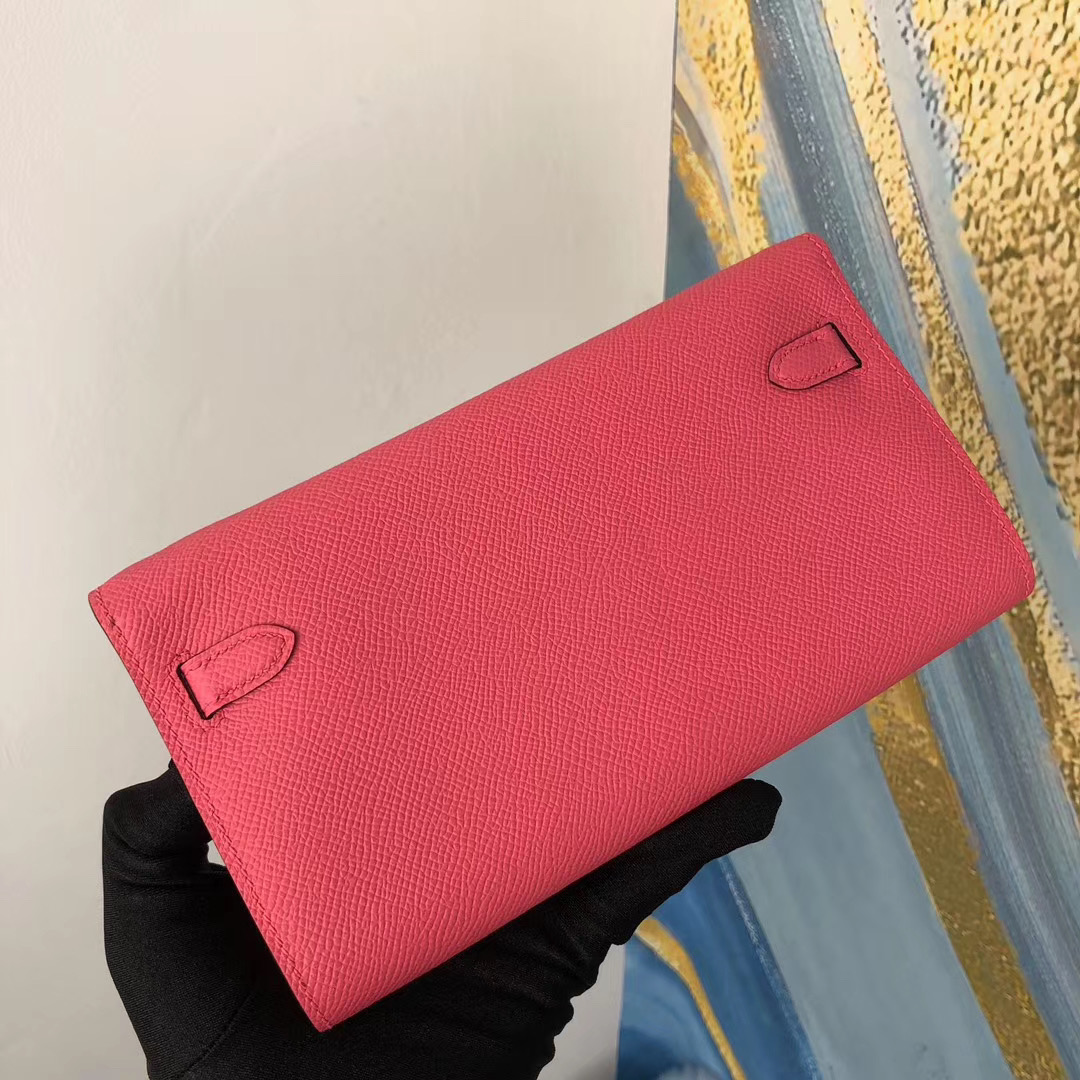 Taiwan Hermes Kelly Classique To Go wallet 8W Rose Azalée 新唇膏粉