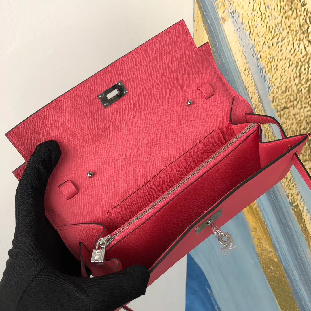 Taiwan Hermes Kelly Classique To Go wallet 8W Rose Azalée 新唇膏粉