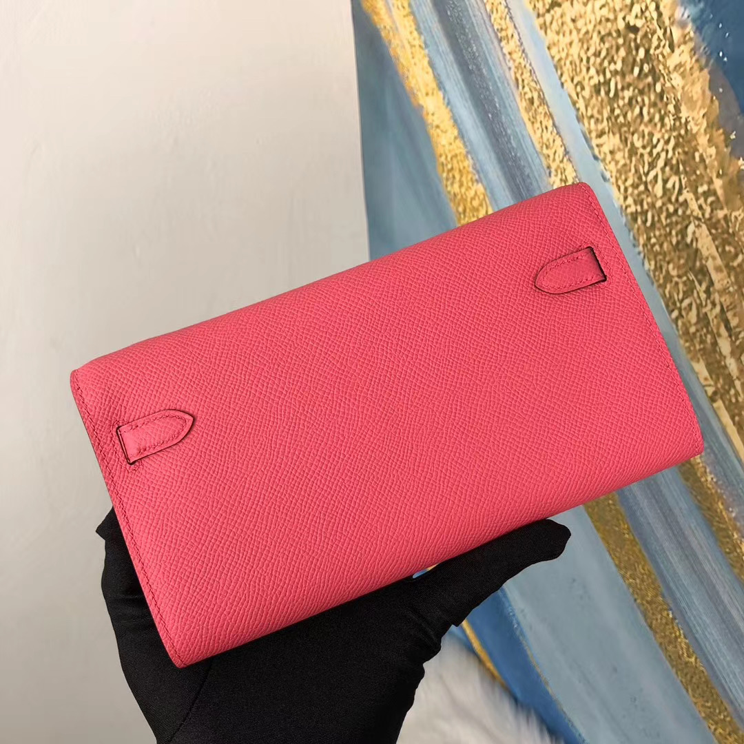 Taiwan Hermes Kelly Classique To Go wallet 8W Rose Azalée 新唇膏粉