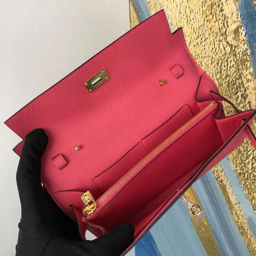 Taiwan Hermes Kelly Classique To Go wallet 8W Rose Azalée 新唇膏粉