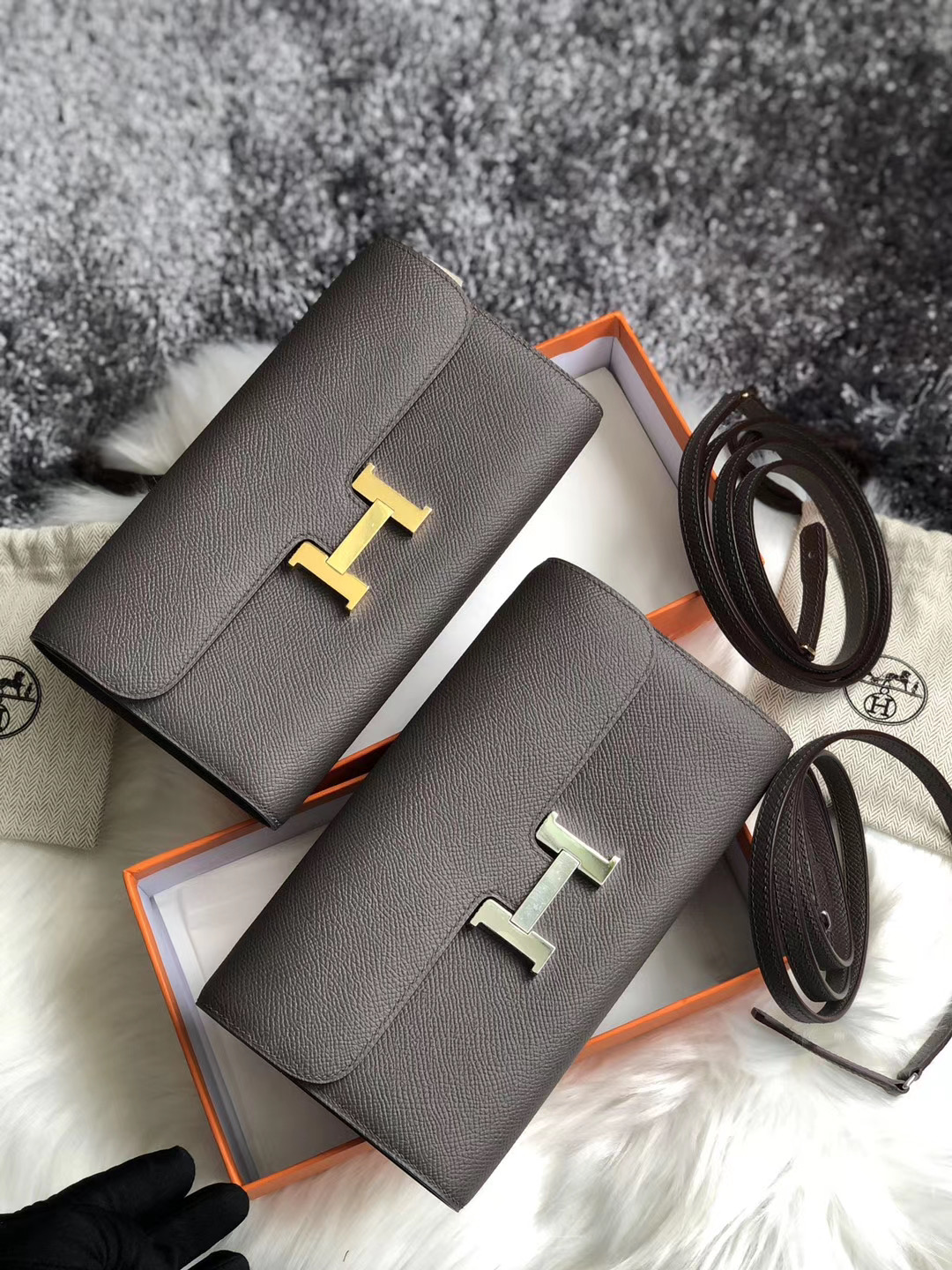 Taiwan Hermes Constance long wallet to go Epsom 8F Etain 錫器灰