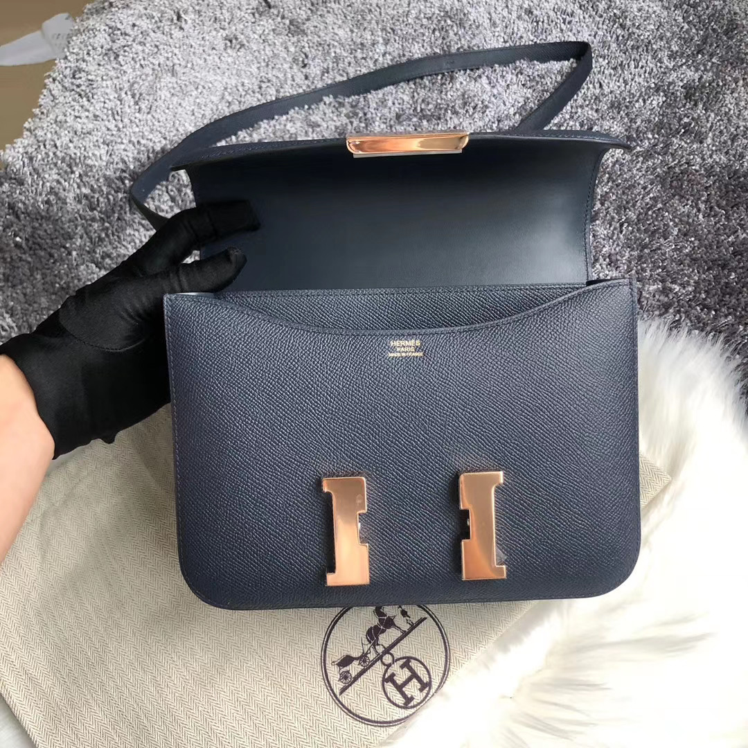 Taiwan Hermes Constance 24cm Epsom 76 Blue Indigo 深海藍 玫瑰金扣