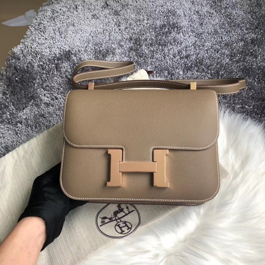 Qatar Doha Kuwait Hermes Constance 24cm Epsom CK18 Etoupe rose gold
