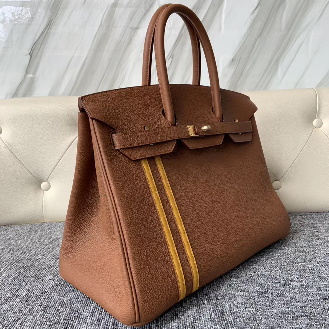 新北市 Taiwan Hermes Birkin 35cm Togo 37 Gold 金棕色 雙杠 9D Amber 琥珀黃