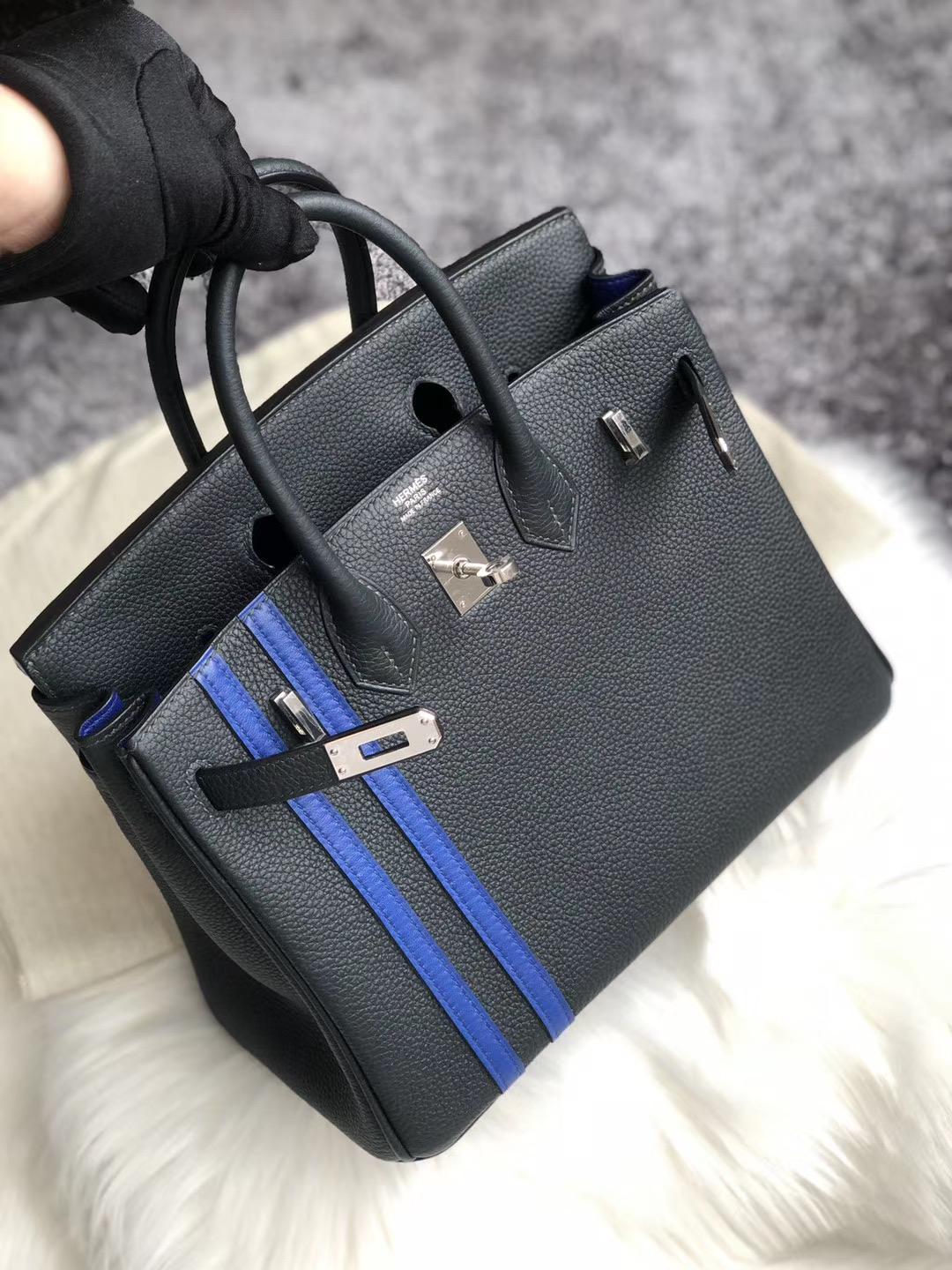 Taiwan Hermes Birkin 25cm Togo 6O Vert Cypres 松柏綠  I7 Blue Zellige