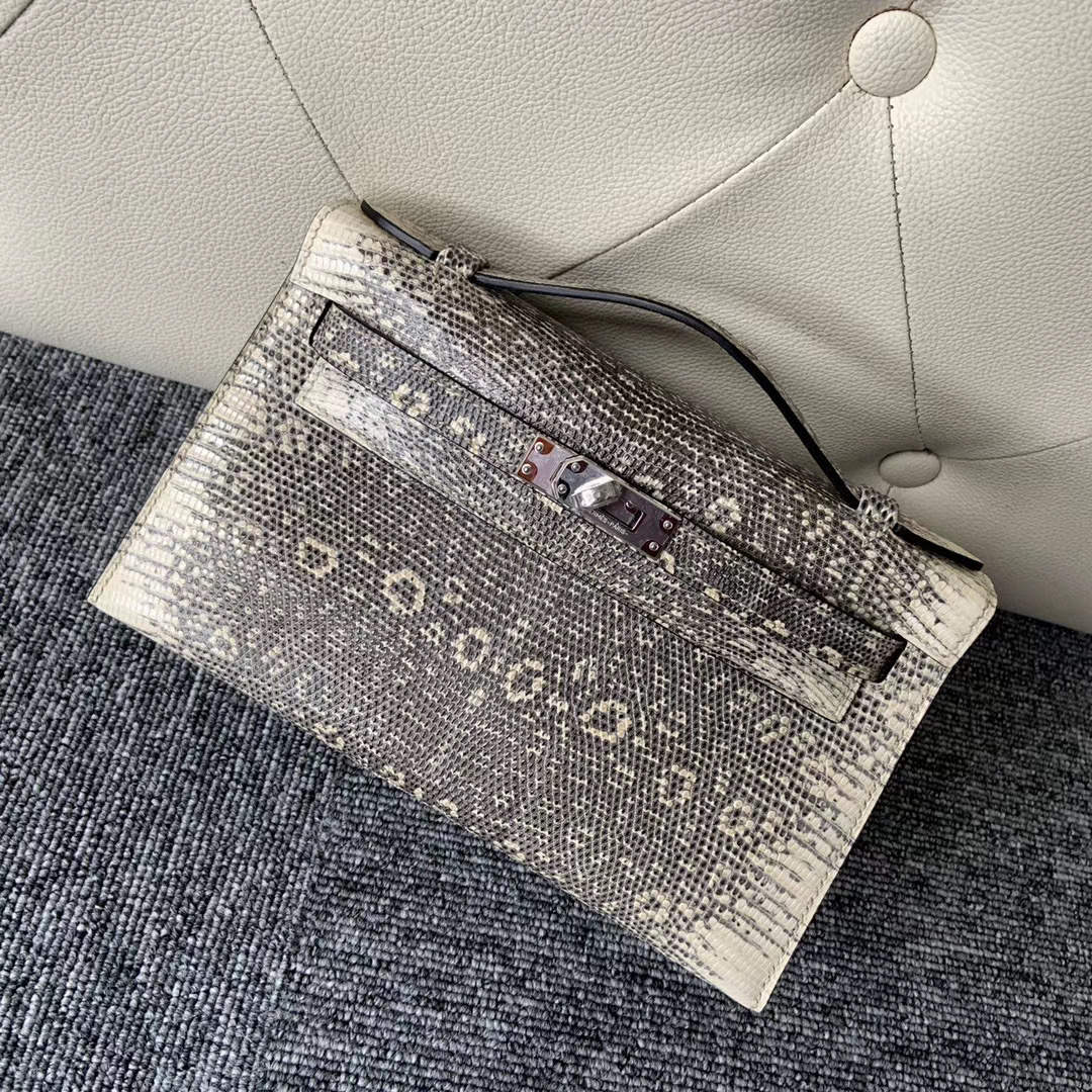 臺灣桃園市桃園區 Hermes Mini Kelly Pochette Lizard 01自然色 雪花色蜥蜴皮